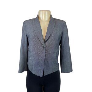 Calvin Klein Women’s Gray Cropped Blazer Jacket Sleeves Classic Fit Size 2 3/4
